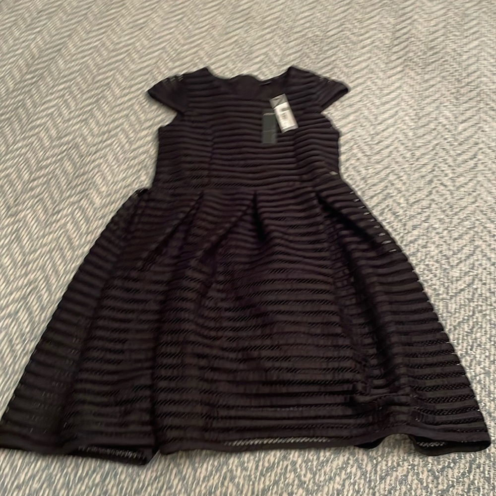 IKKS girls size 12 black party dress. Cap sleeve. Zipper in back